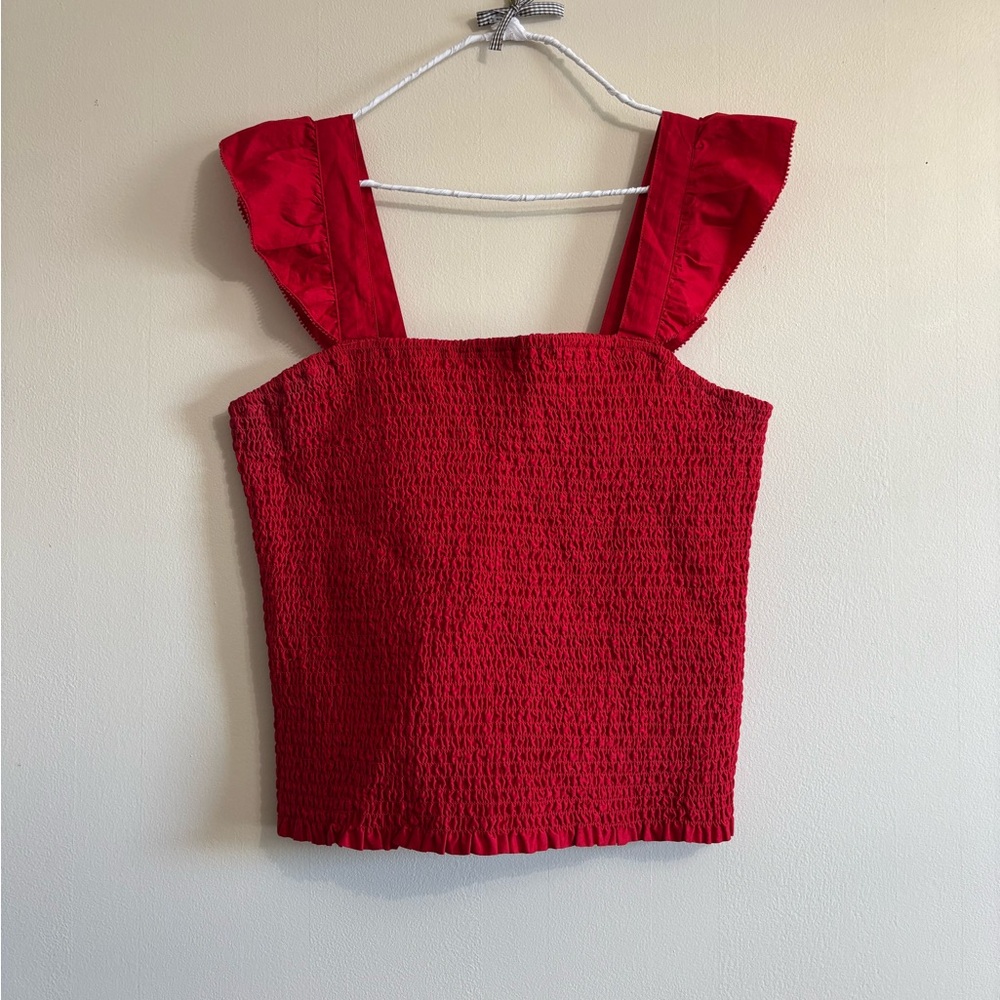 Red Ruffled Women's Top